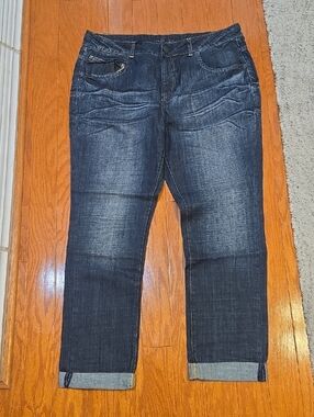LONDONJEAN Dark Blue Cropped Straight-Leg Women's Jeans Size 14